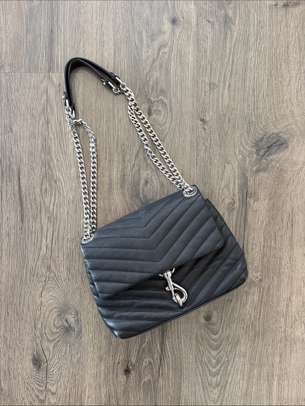 Rebecca Minkoff Eddie Quilted Chevron Chain Shoulder Bag - Black